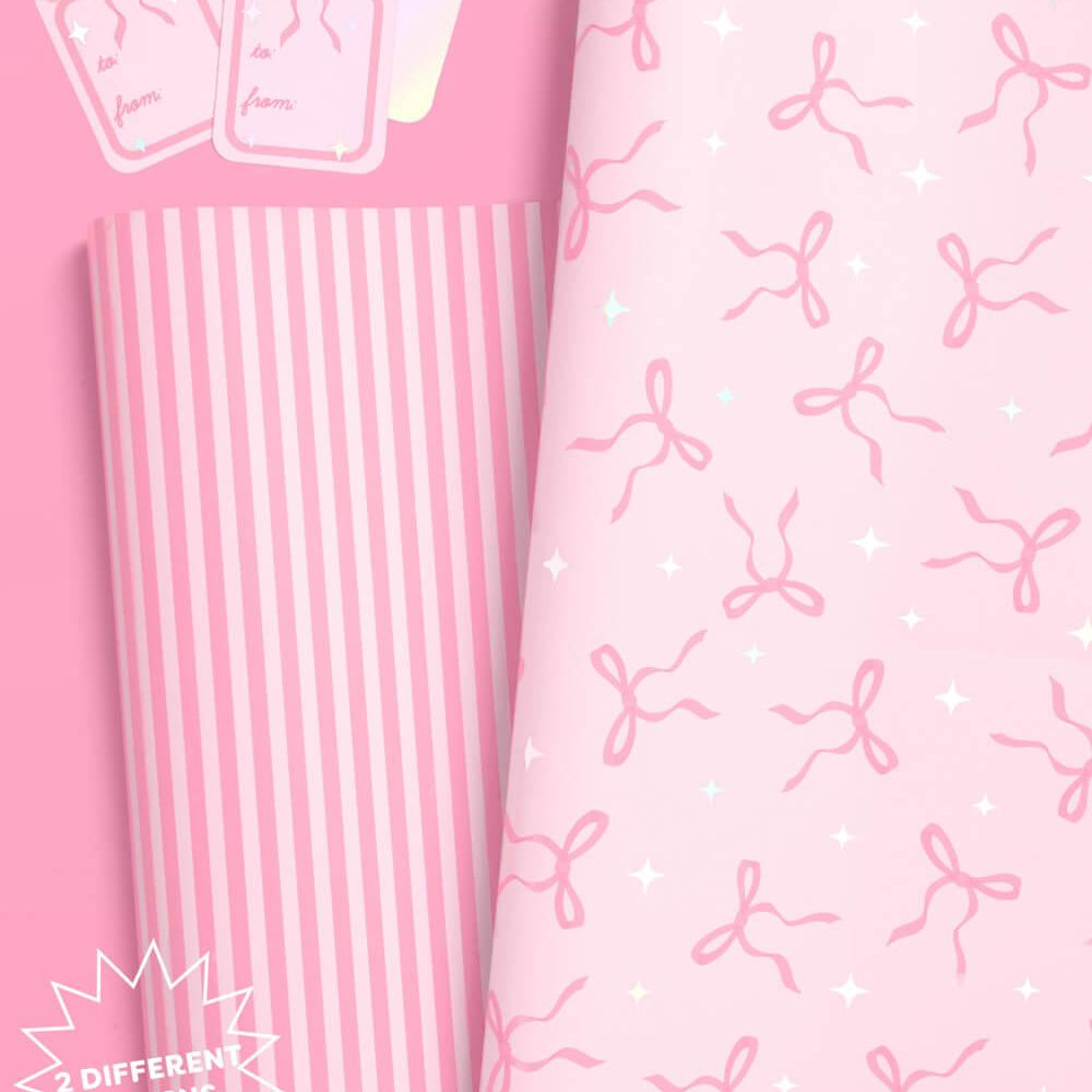 Pretty in Pink Wrapping Paper - 12 sheets + 16 tags