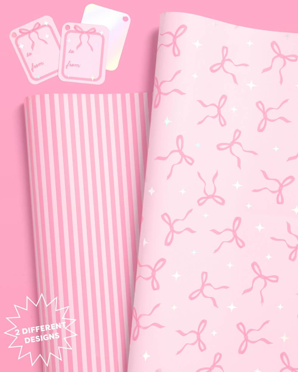 Pretty in Pink Wrapping Paper - 12 sheets + 16 tags