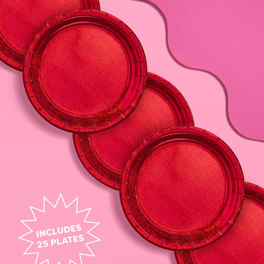 
                  
                    Red Shimmer Plates - 25 paper plates
                  
                