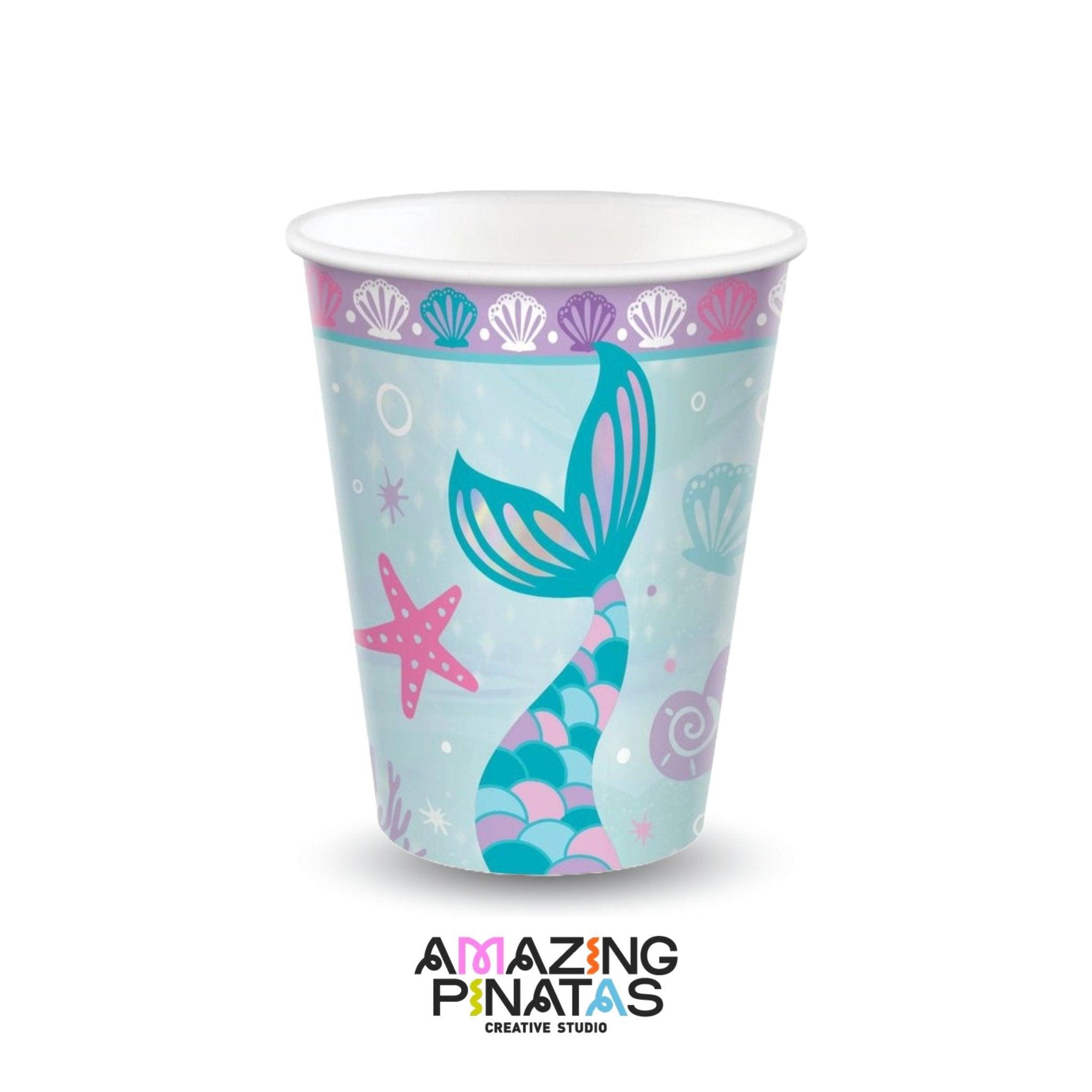 Shimmering Mermaids Paper Cups 9oz, Pack of 8 | Amazing Pinatas