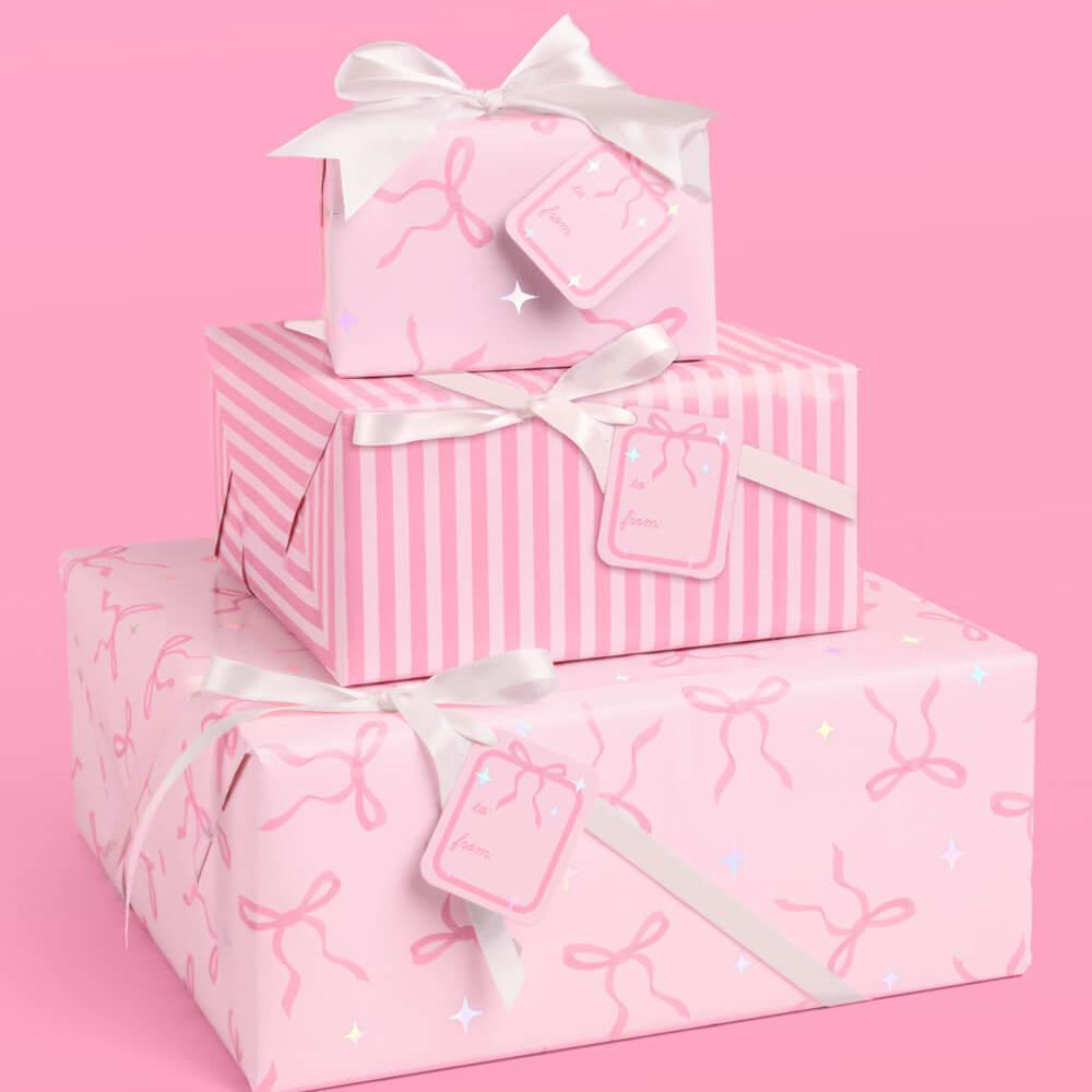 Pretty in Pink Wrapping Paper - 12 sheets + 16 tags