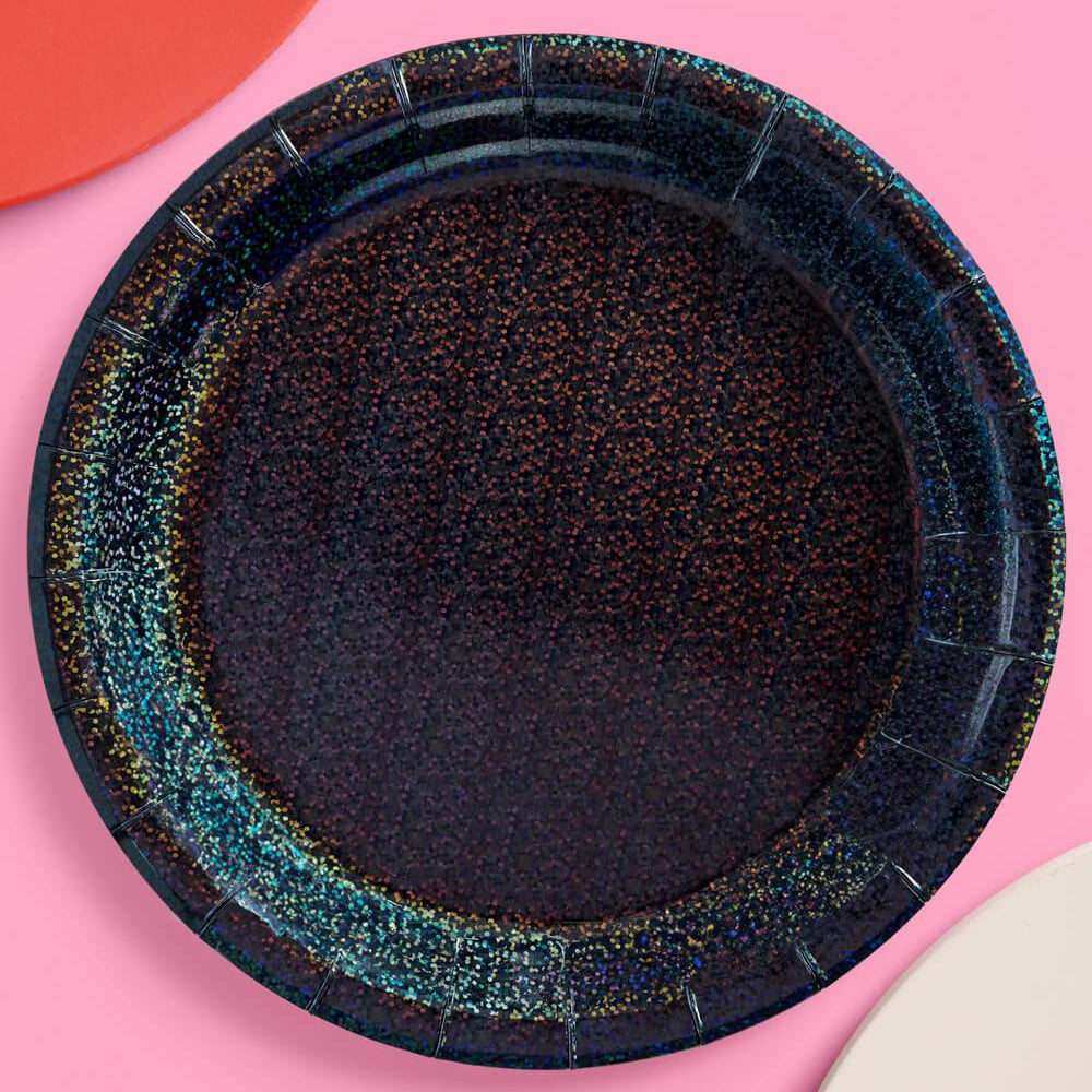 Black Shimmer Plates - 25 paper plates