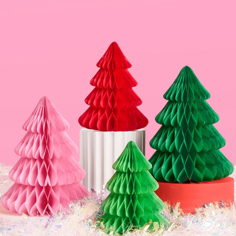 Very Merry Christmas Tree Set - 4 accordion tissue paper trees