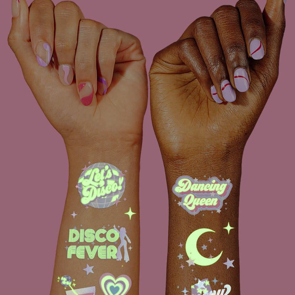 Disco Glo Tats - 48 foil temporary tattoos