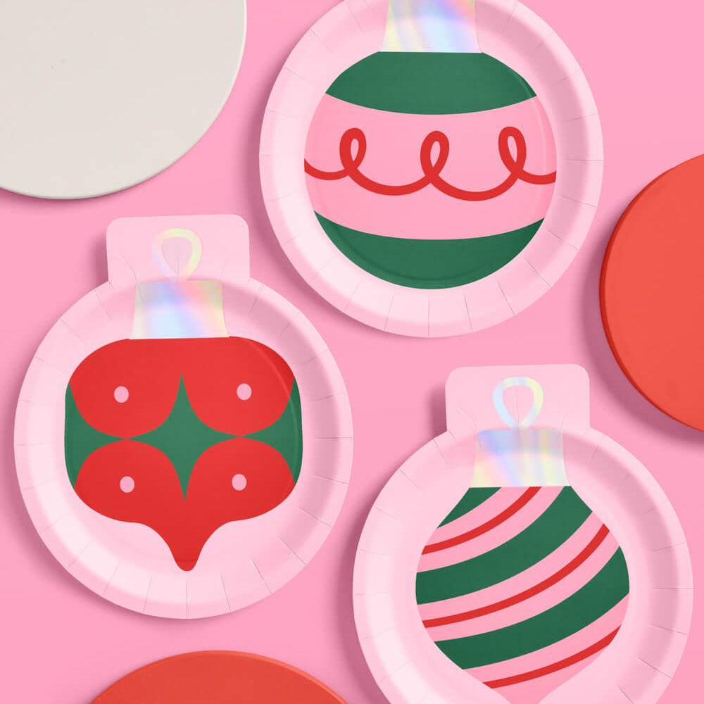 Christmas Ornament Plates - 24 paper plates