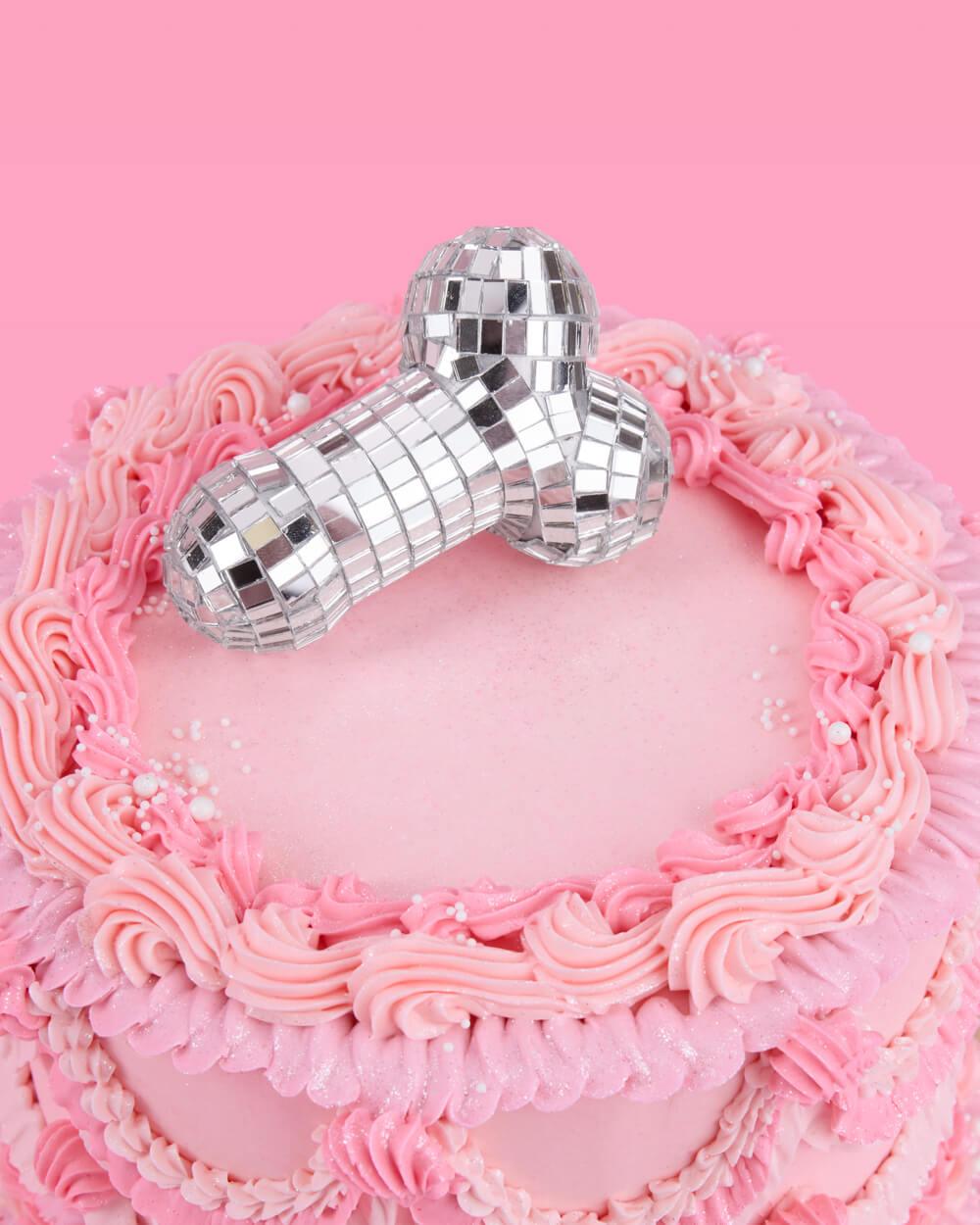 Penis Disco Topper - mirrored cake topper