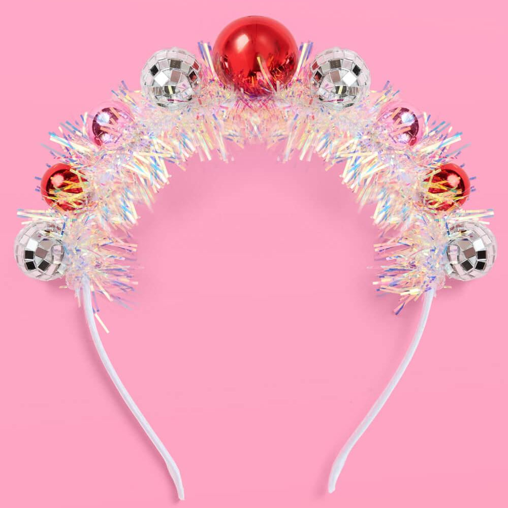 Disco Christmas Headband - ornaments + fringe headband