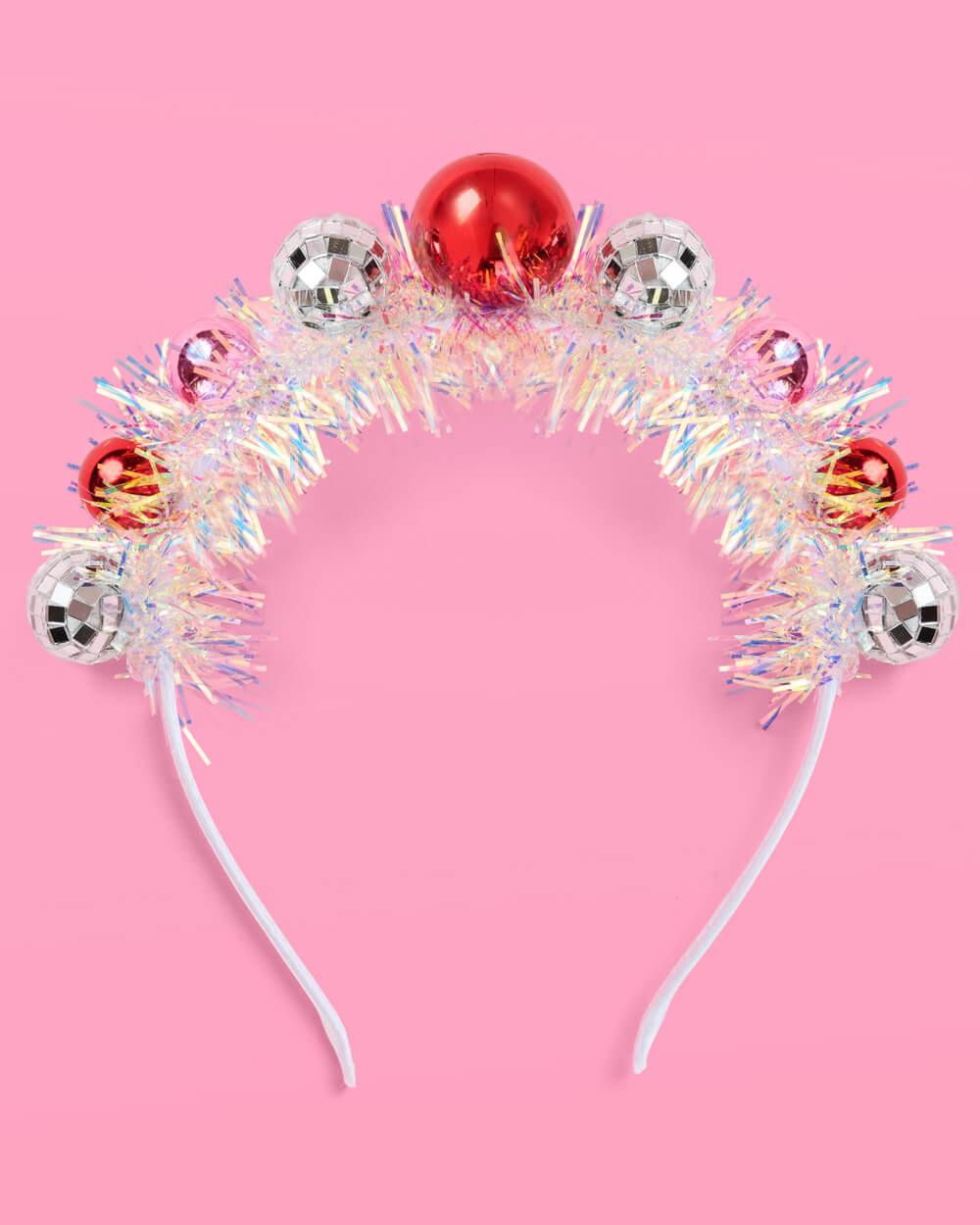 Disco Christmas Headband - ornaments + fringe headband