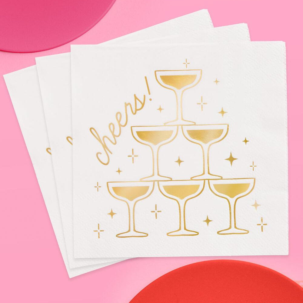 Gold Cheers Napkins - 50 foil napkins