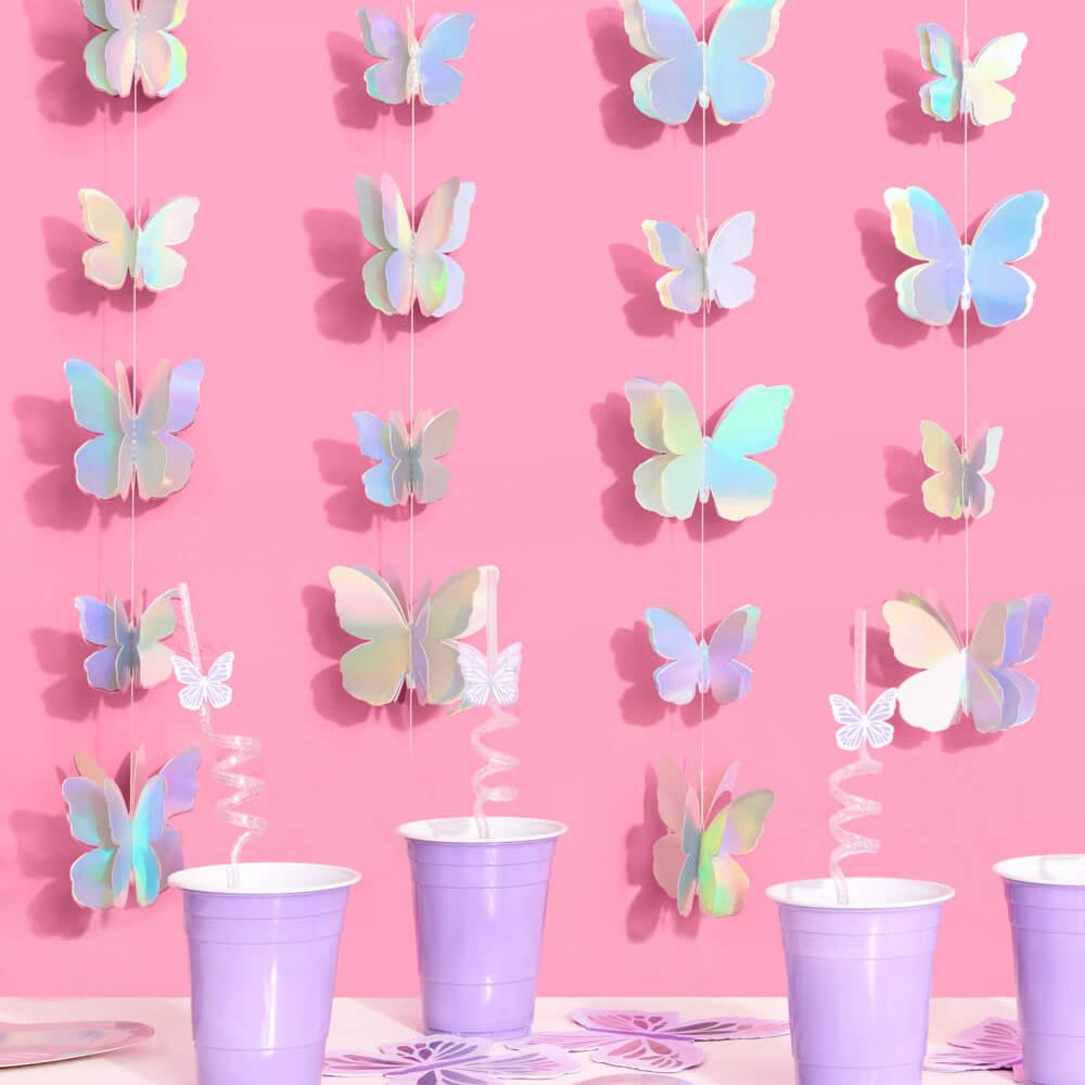 
                  
                    Butterfly Garland - 3D iridescent foil backdrop
                  
                