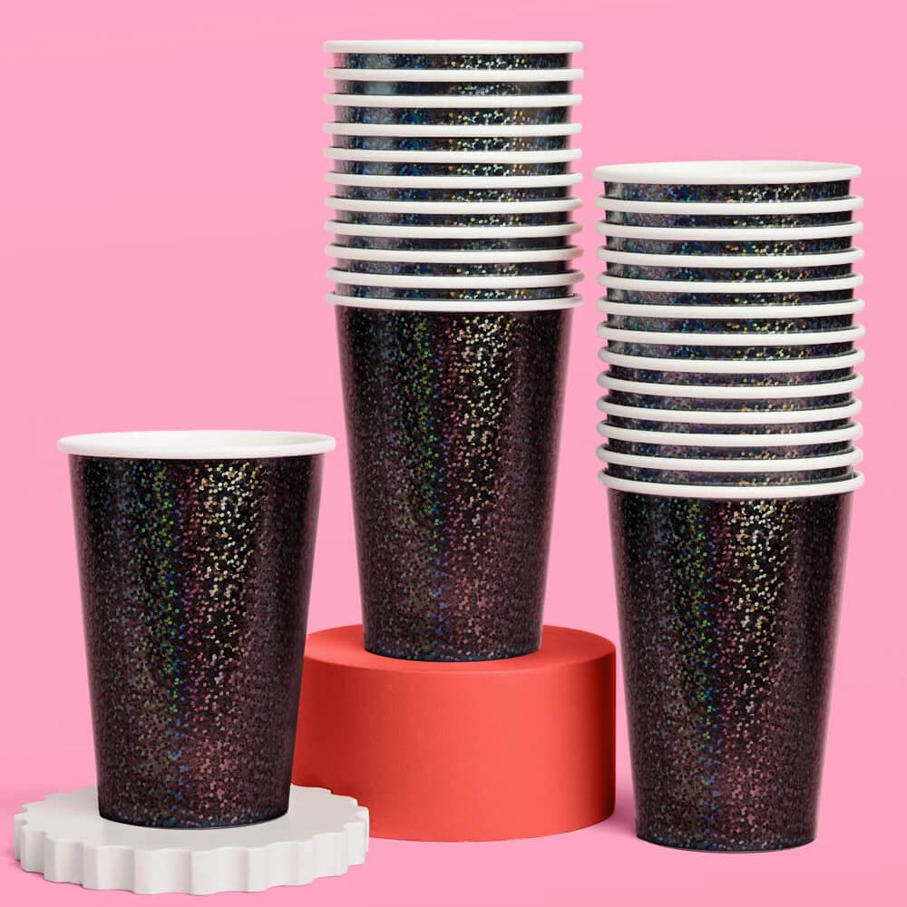 Black Shimmer Cups - 50 paper cups