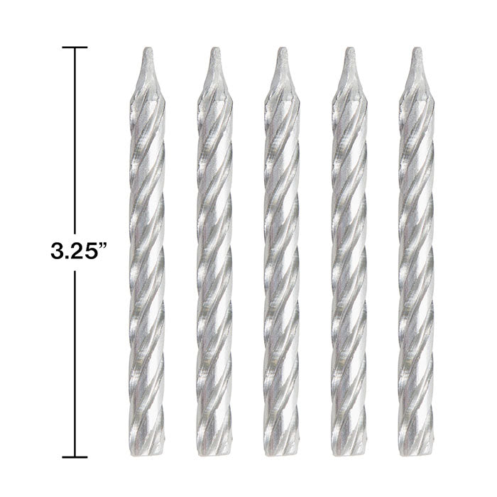 Silver Spiral Candles, 24 ct | Amazing Pinatas 