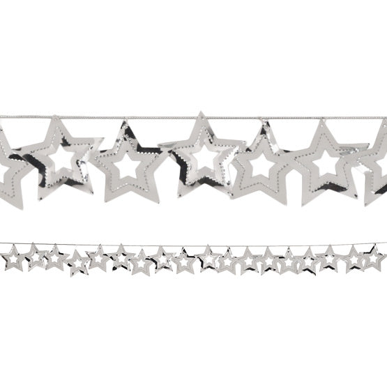 Silver Stars Foil Garland, 9 Ft. | Amazing Pinatas 