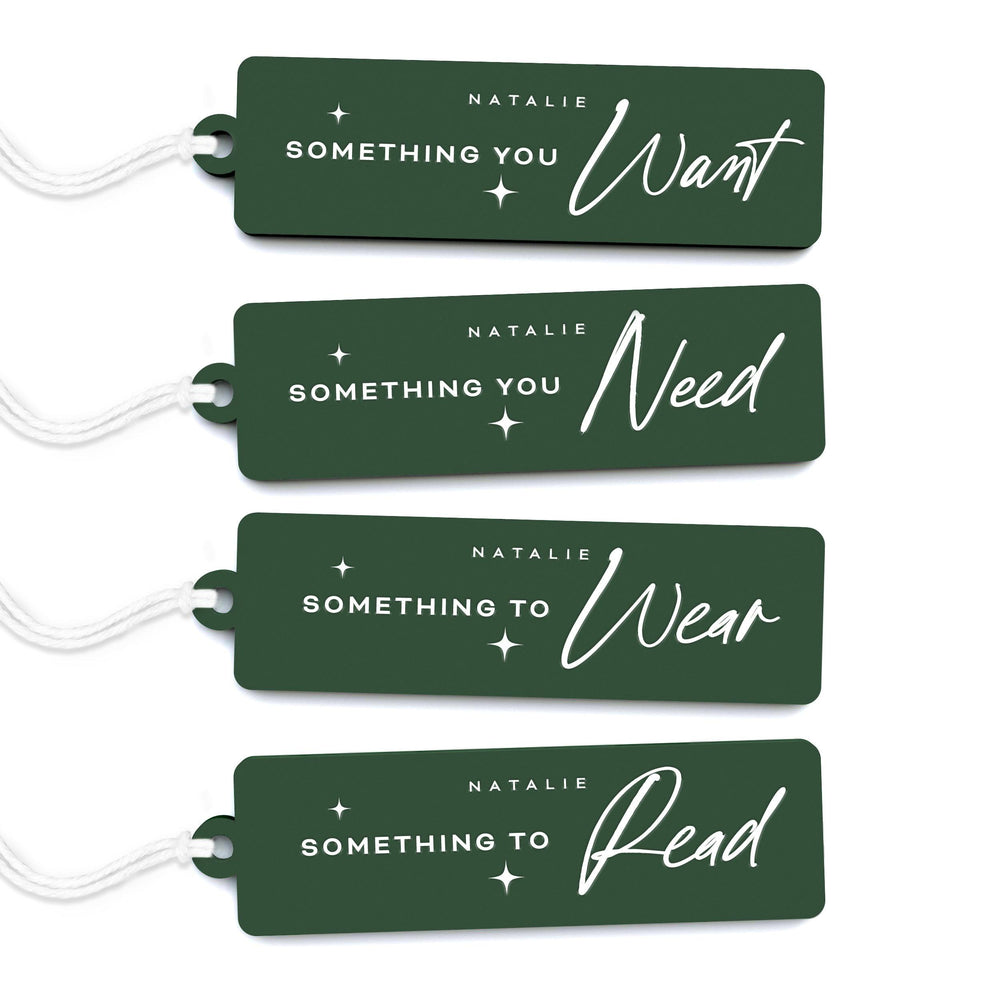 
                  
                    Something You Want, Need, To Wear, To Read Gift Tags | Amazing Pinatas 
                  
                