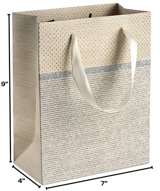 Sparkling Glitter Gift Bags 9"X 7"X 4" Light Gold 24 Pack | Amazing Pinatas 