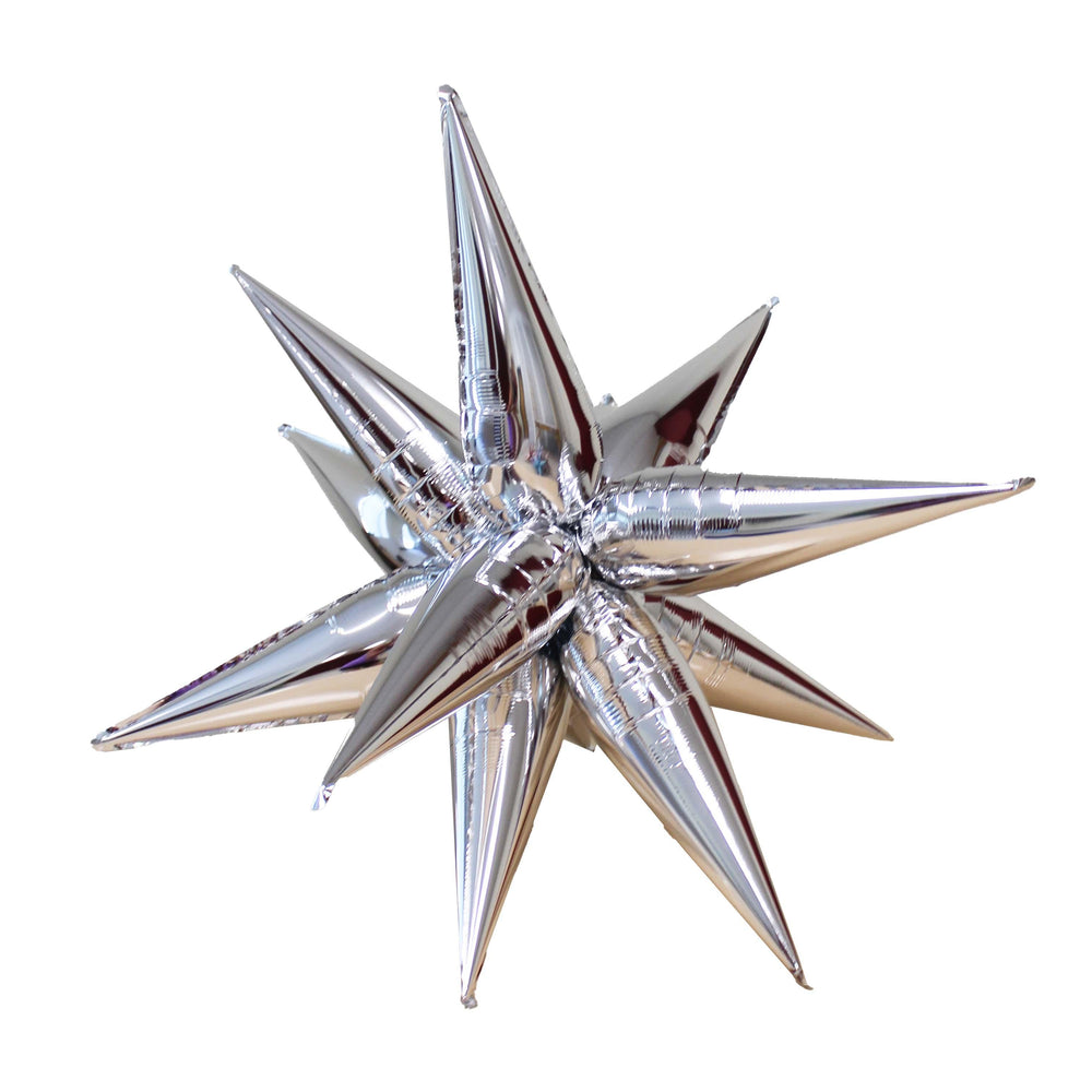 Ellie's Chrome Silver Starburst Cluster Balloon (26 Inches) | Amazing Pinatas 