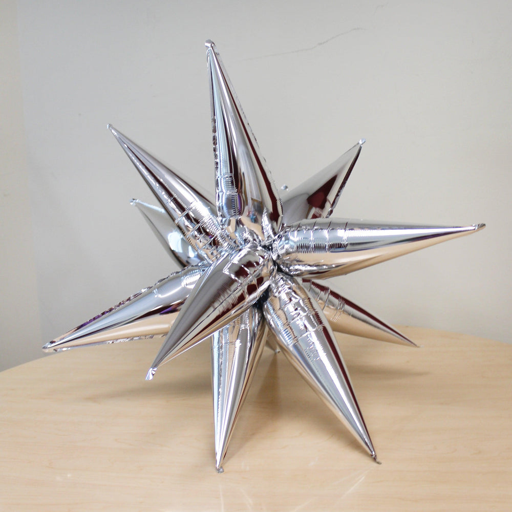 Ellie's Chrome Silver Starburst Cluster Balloon (26 Inches) | Amazing Pinatas 