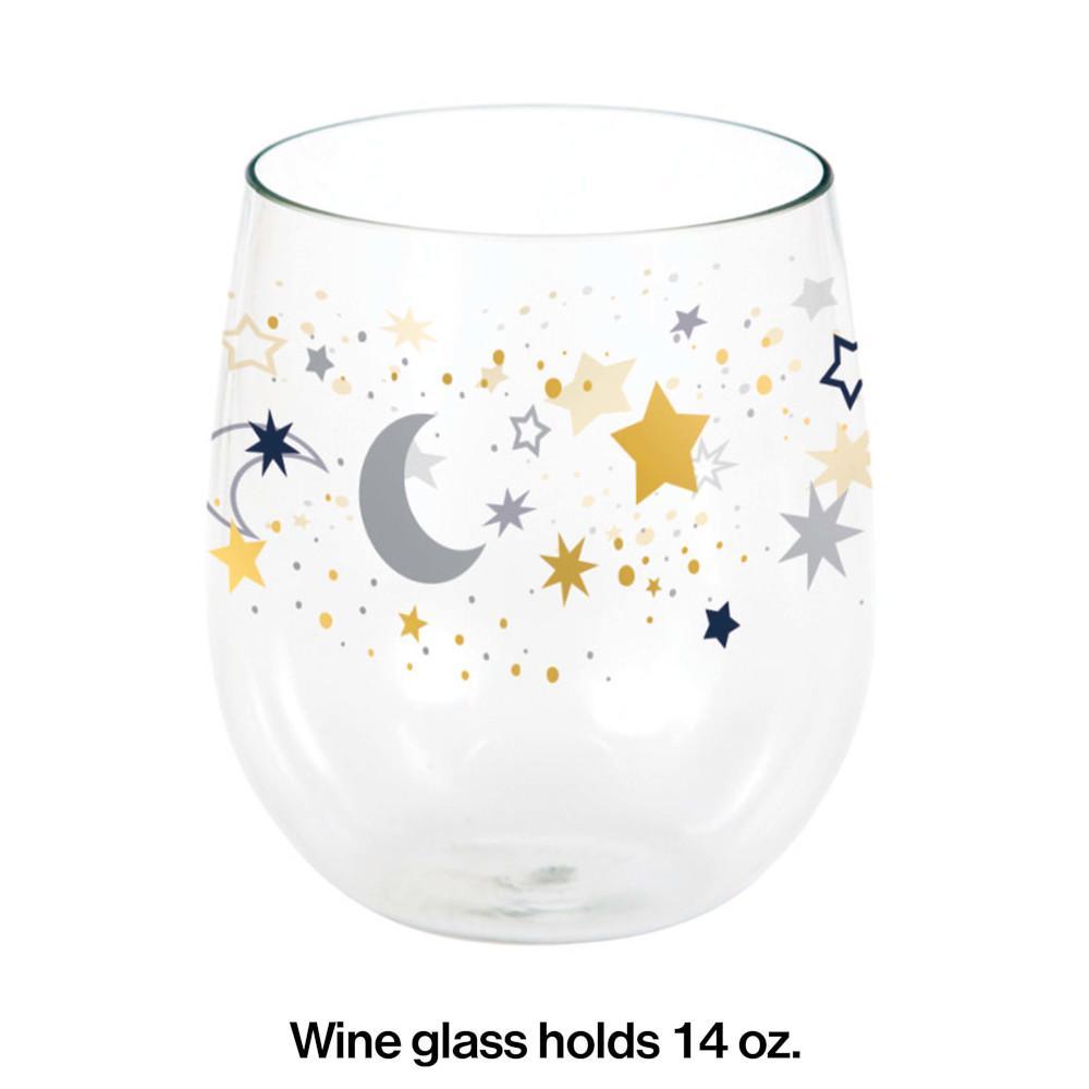 Starry Night 14oz Stemless Wineglass 1ct | Amazing Pinatas 