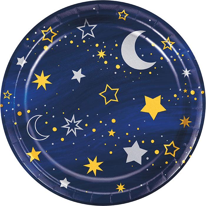 Starry Night Dessert Plate, Foil 8ct | Amazing Pinatas 