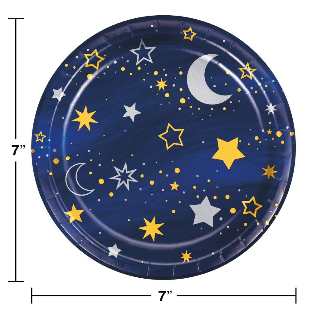 Starry Night Dessert Plate, Foil 8ct | Amazing Pinatas 