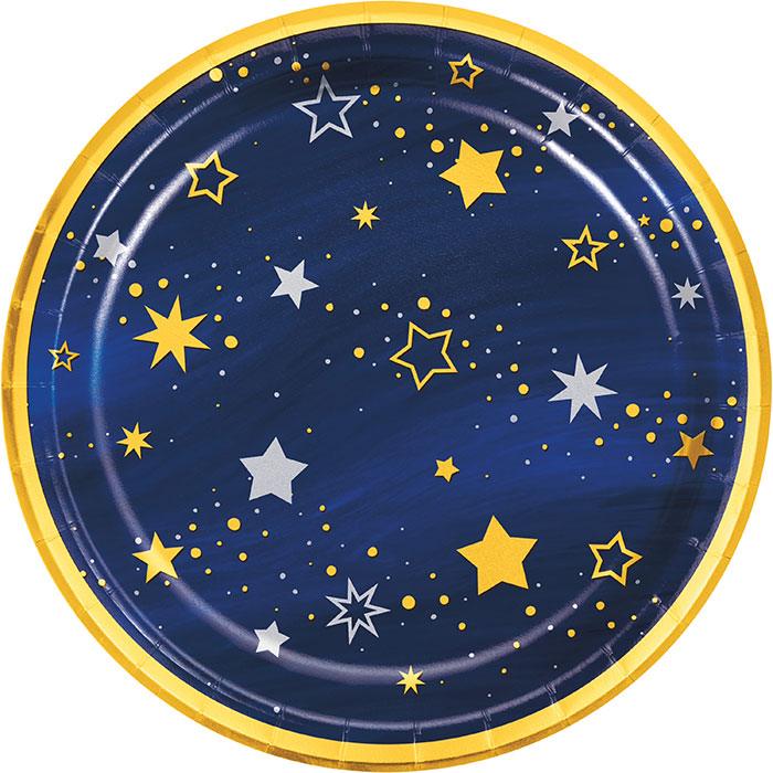 Starry Night Dinner Plate, Stars, Foil 8ct | Amazing Pinatas 