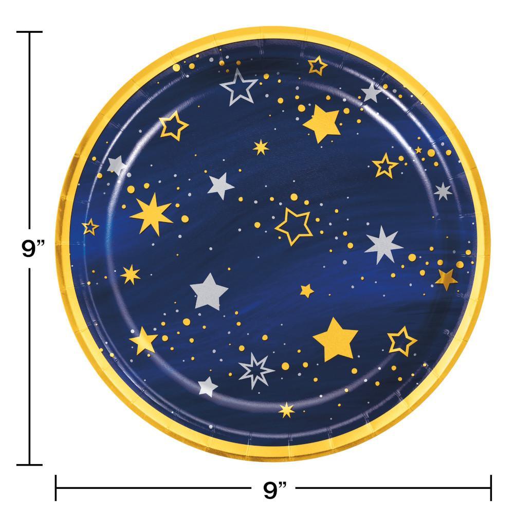 Starry Night Dinner Plate, Stars, Foil 8ct | Amazing Pinatas 