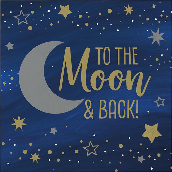 Starry Night Luncheon Napkin, Moon and Back 16ct | Amazing Pinatas 