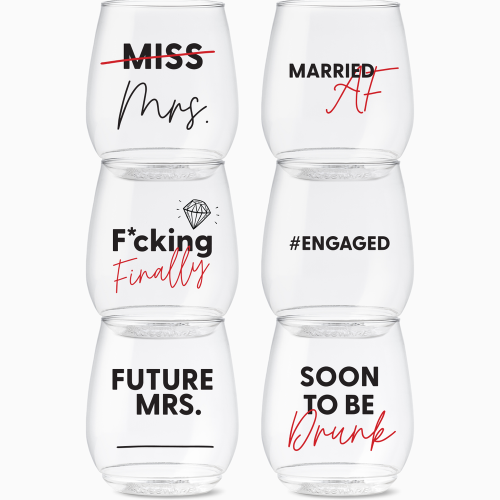 Stemless Wine Glasses Set 14oz | Bachelorette | Amazing Pinatas 