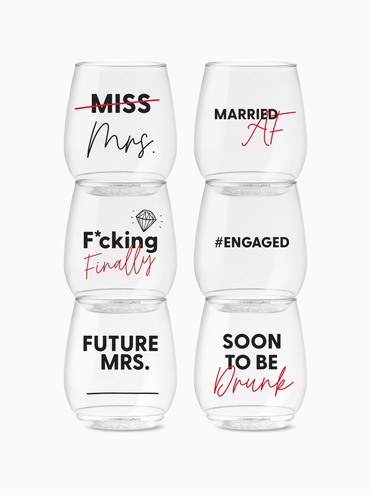 Stemless Wine Glasses Set 14oz | Bachelorette | Amazing Pinatas 