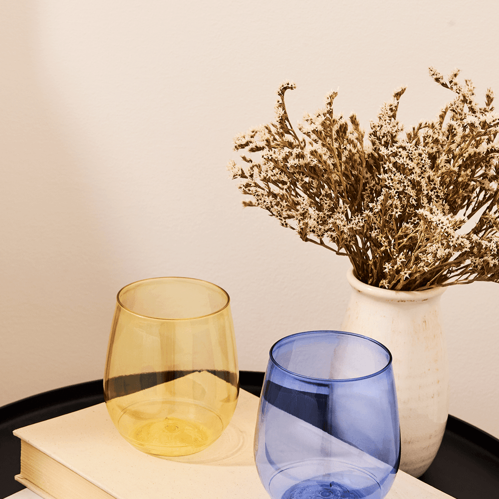 
                  
                    Stemless Wine Glasses Set 14oz | Color Set | Amazing Pinatas 
                  
                