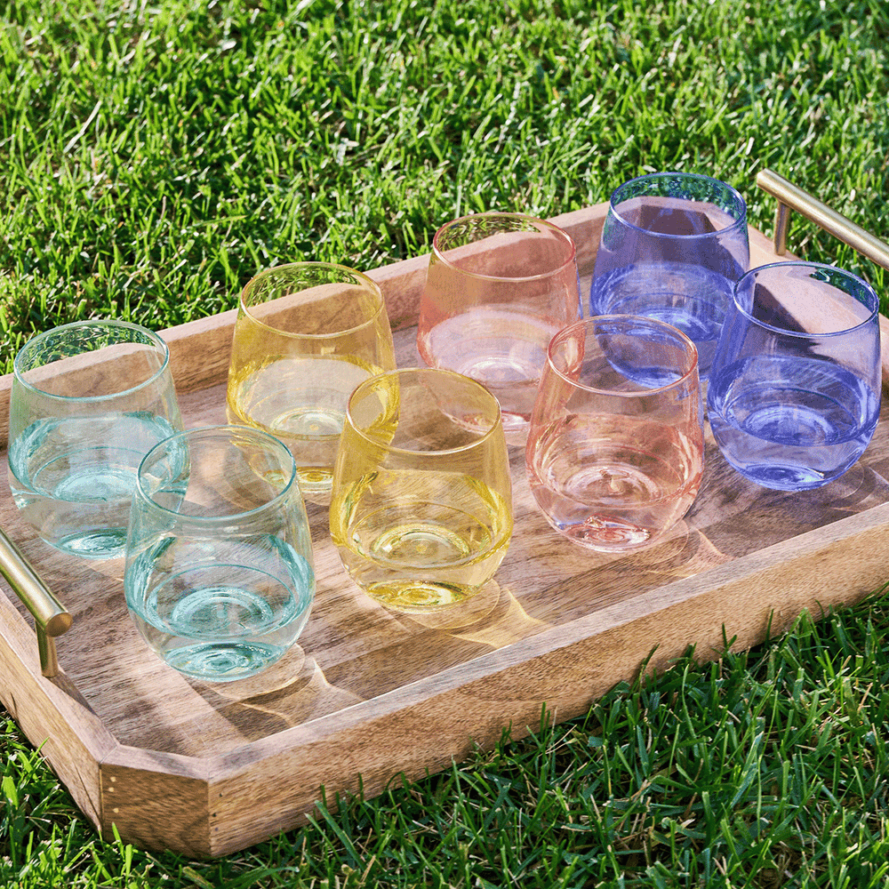 
                  
                    Stemless Wine Glasses Set 14oz | Color Set | Amazing Pinatas 
                  
                