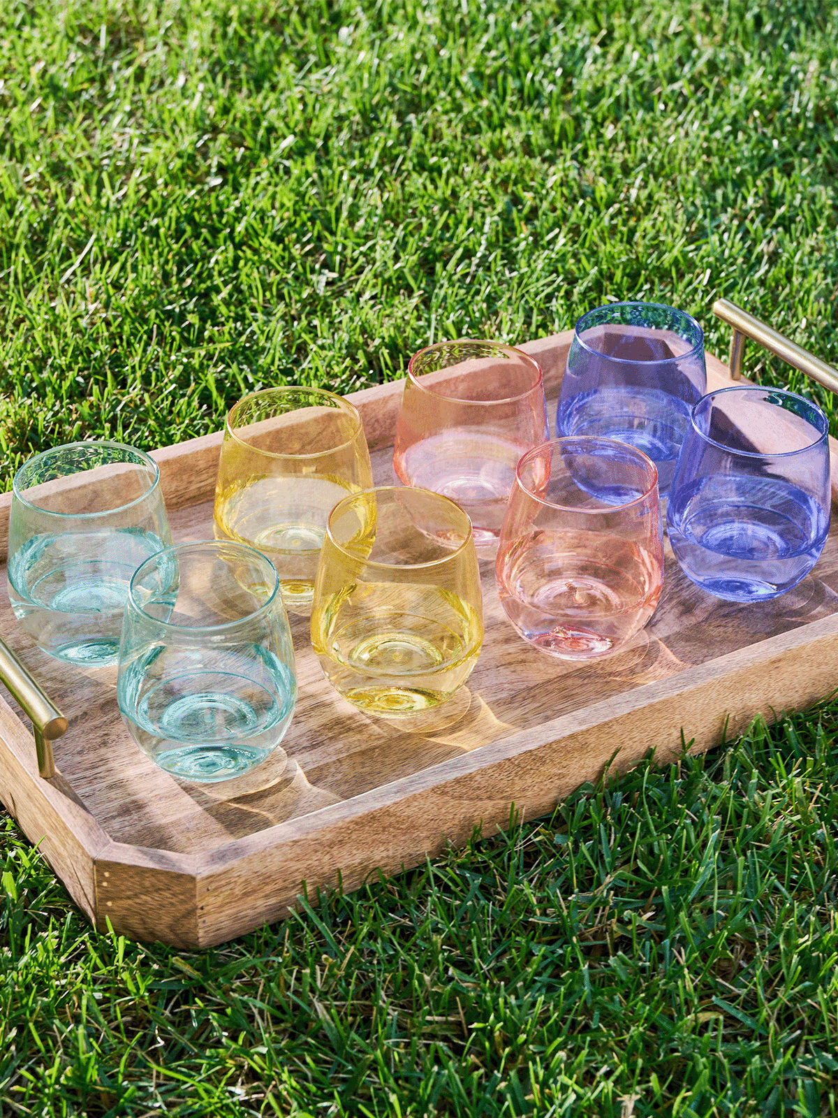 Stemless Wine Glasses Set 14oz | Color Set | Amazing Pinatas 