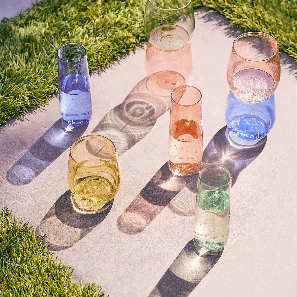 
                  
                    Stemless Wine Glasses Set 14oz | Color Set | Amazing Pinatas 
                  
                