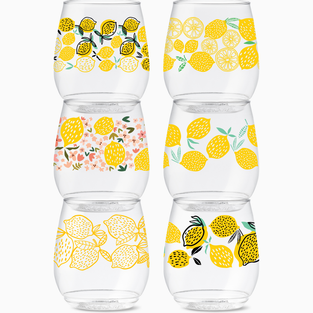 Stemless Wine Glasses Set 14oz | Limoncello | Amazing Pinatas 