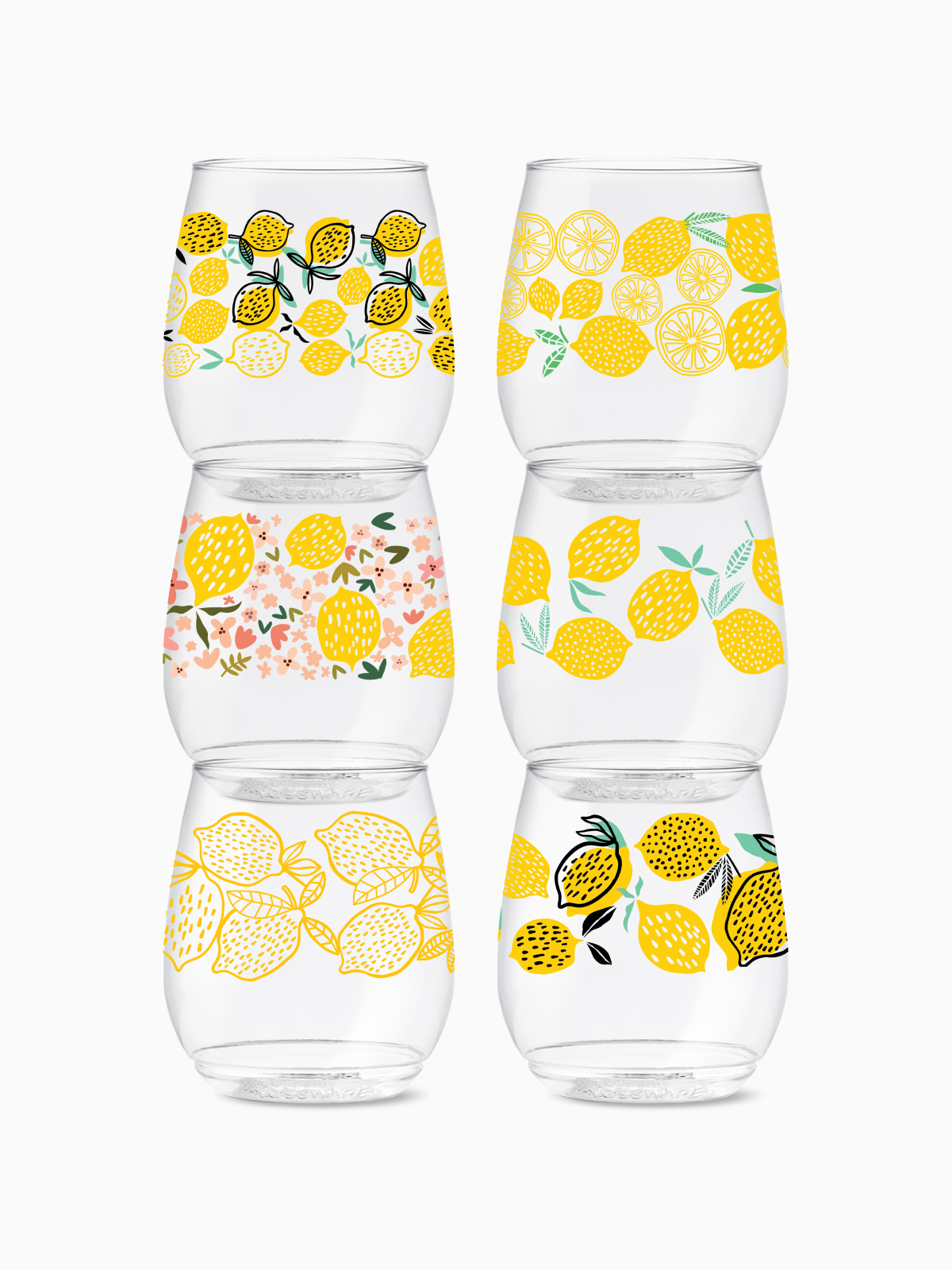 Stemless Wine Glasses Set 14oz | Limoncello | Amazing Pinatas 