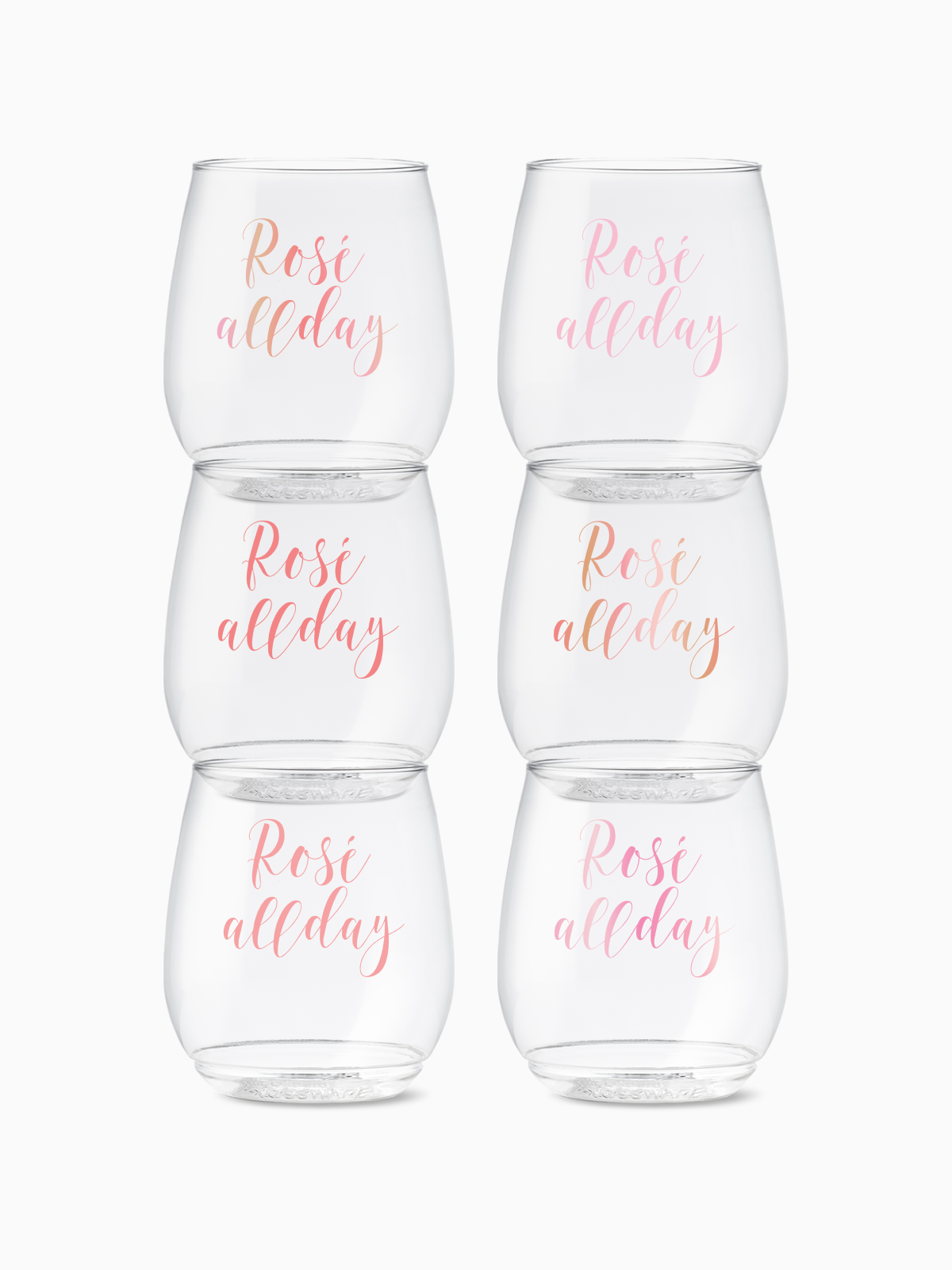 Stemless Wine Glasses Set 14oz | Rosé All Day | Amazing Pinatas 