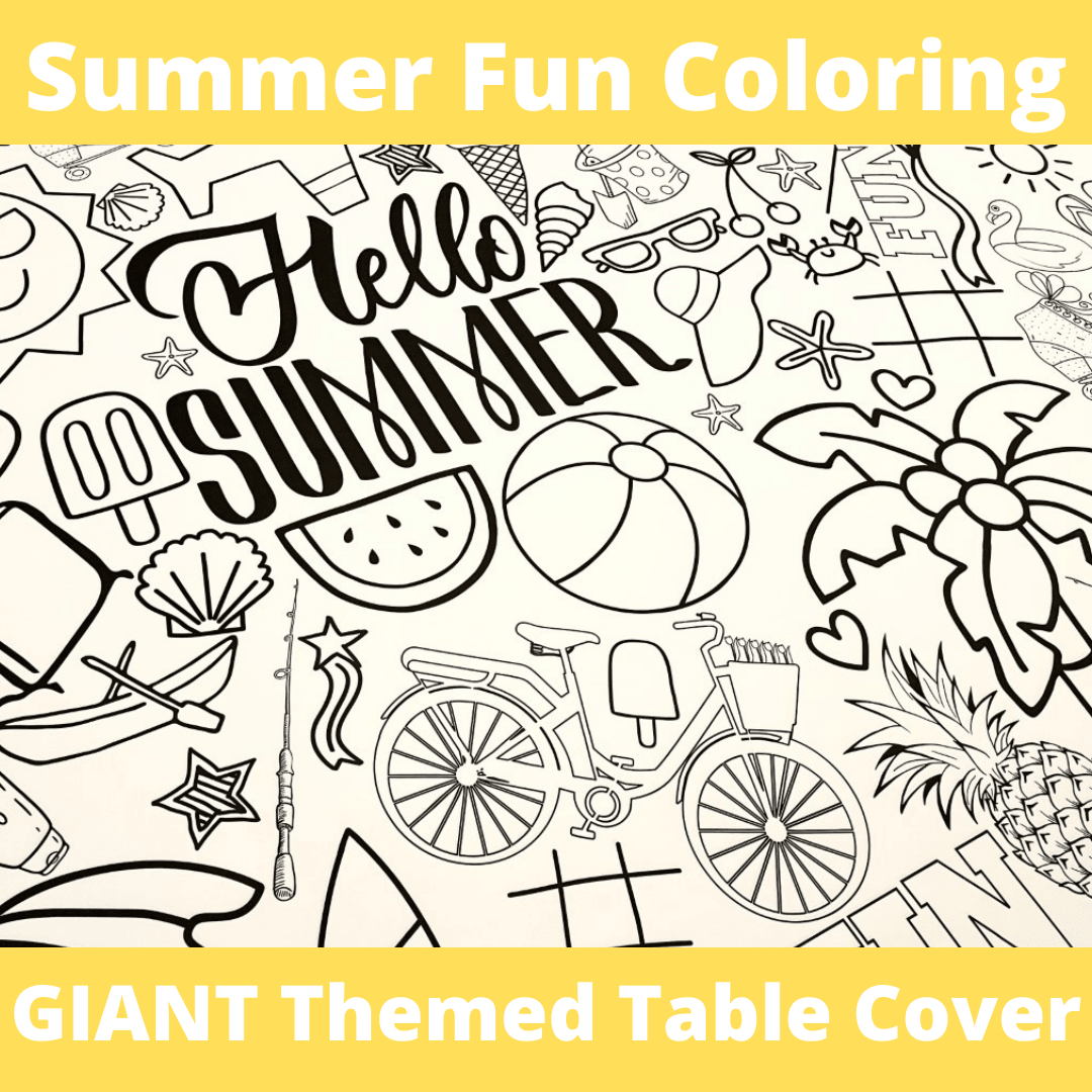 Summer Bucket List Coloring Activity Table Cover | Amazing Pinatas 
