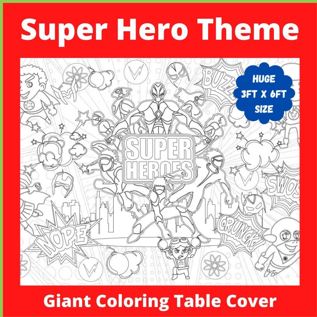 Super Hero Coloring Activity Table Cover | Amazing Pinatas 