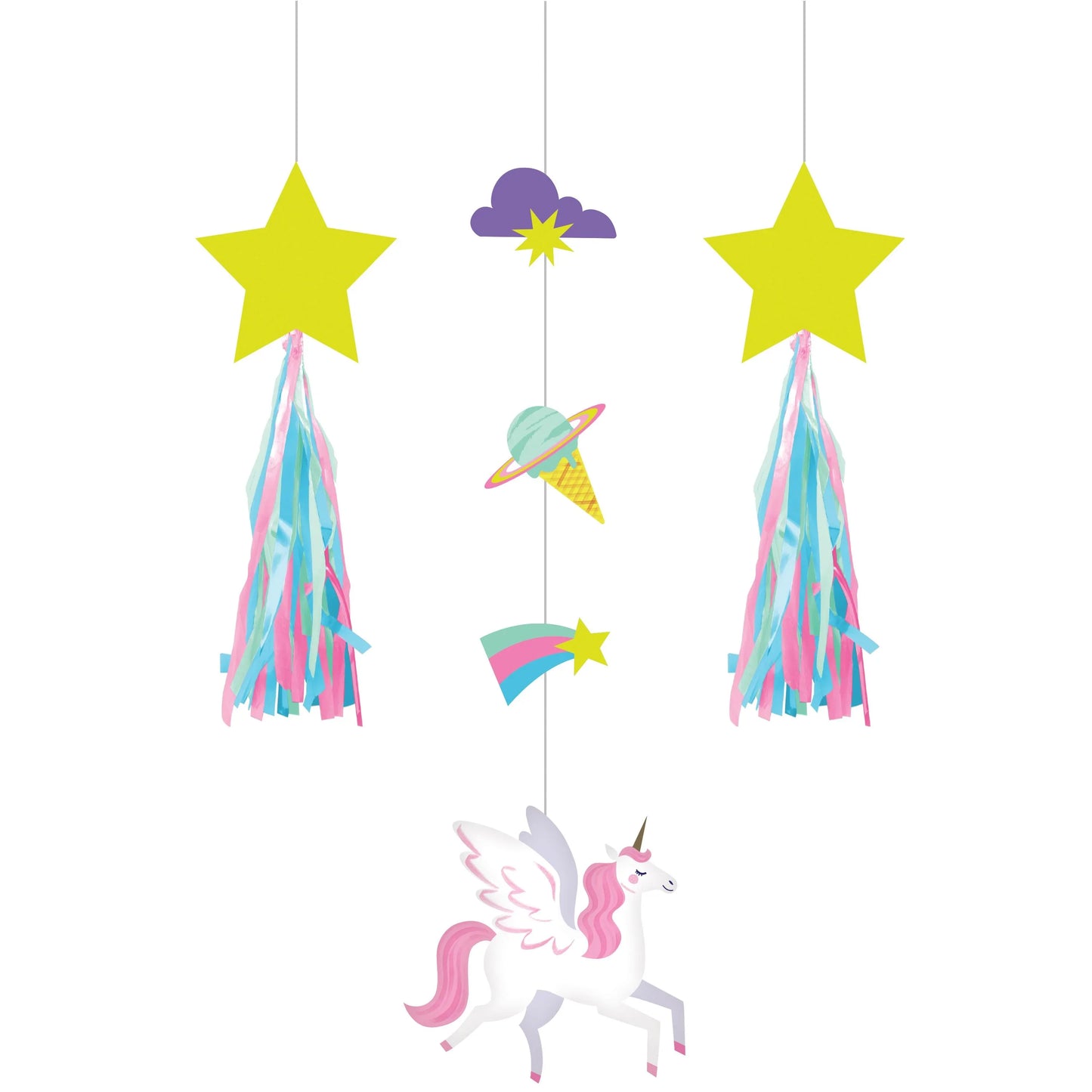 Unicorn Galaxy Hanging Cutouts w/ Tassels (3/Pkg) | Amazing Pinatas 