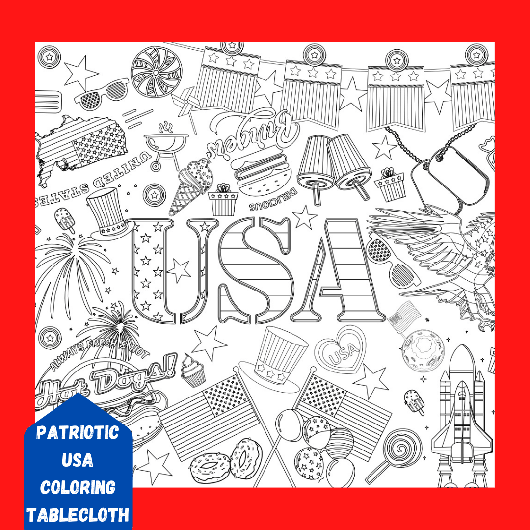 USA Patriotic Coloring Activity Table Cover | Amazing Pinatas 