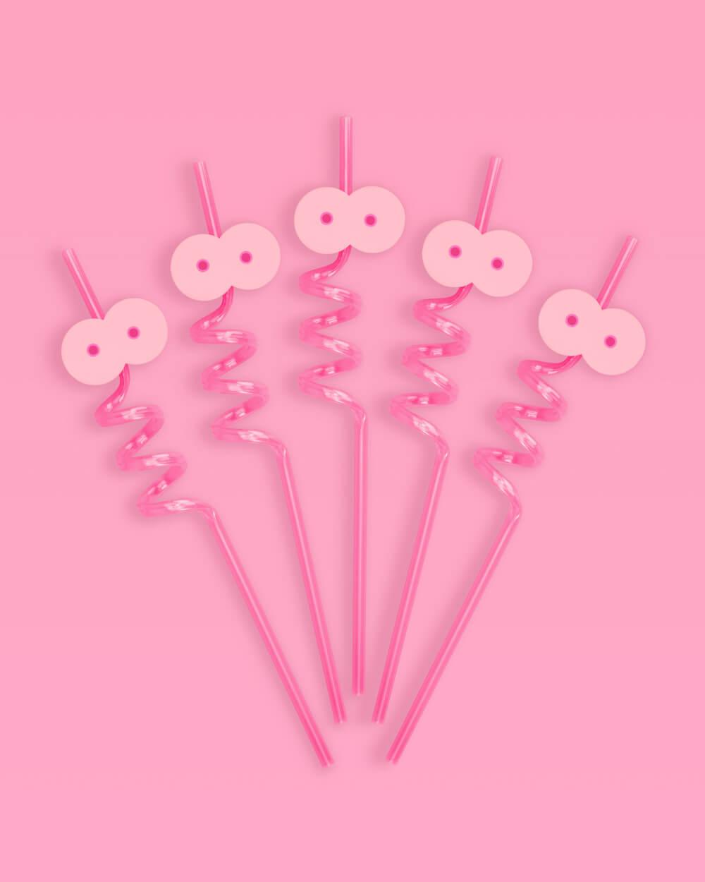 Breast In Show Straws - 12 reusable straws