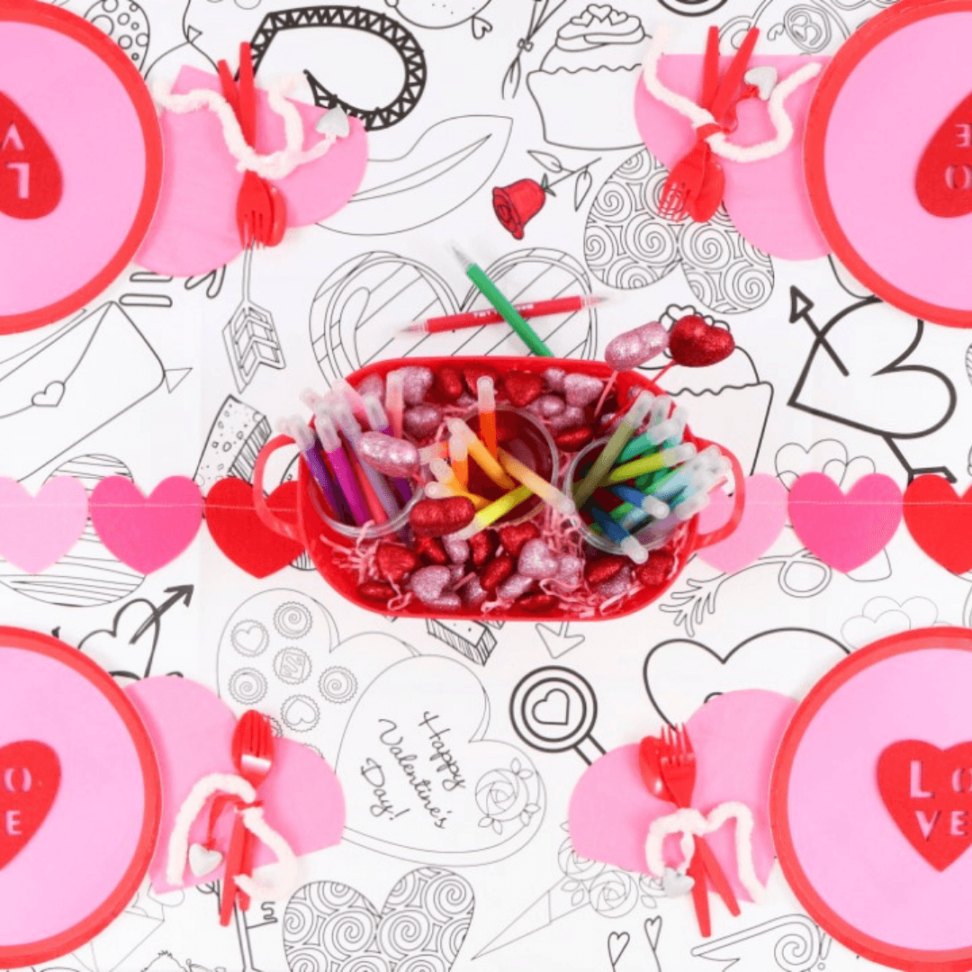 Valentines Coloring Activity Table Cover | Amazing Pinatas 