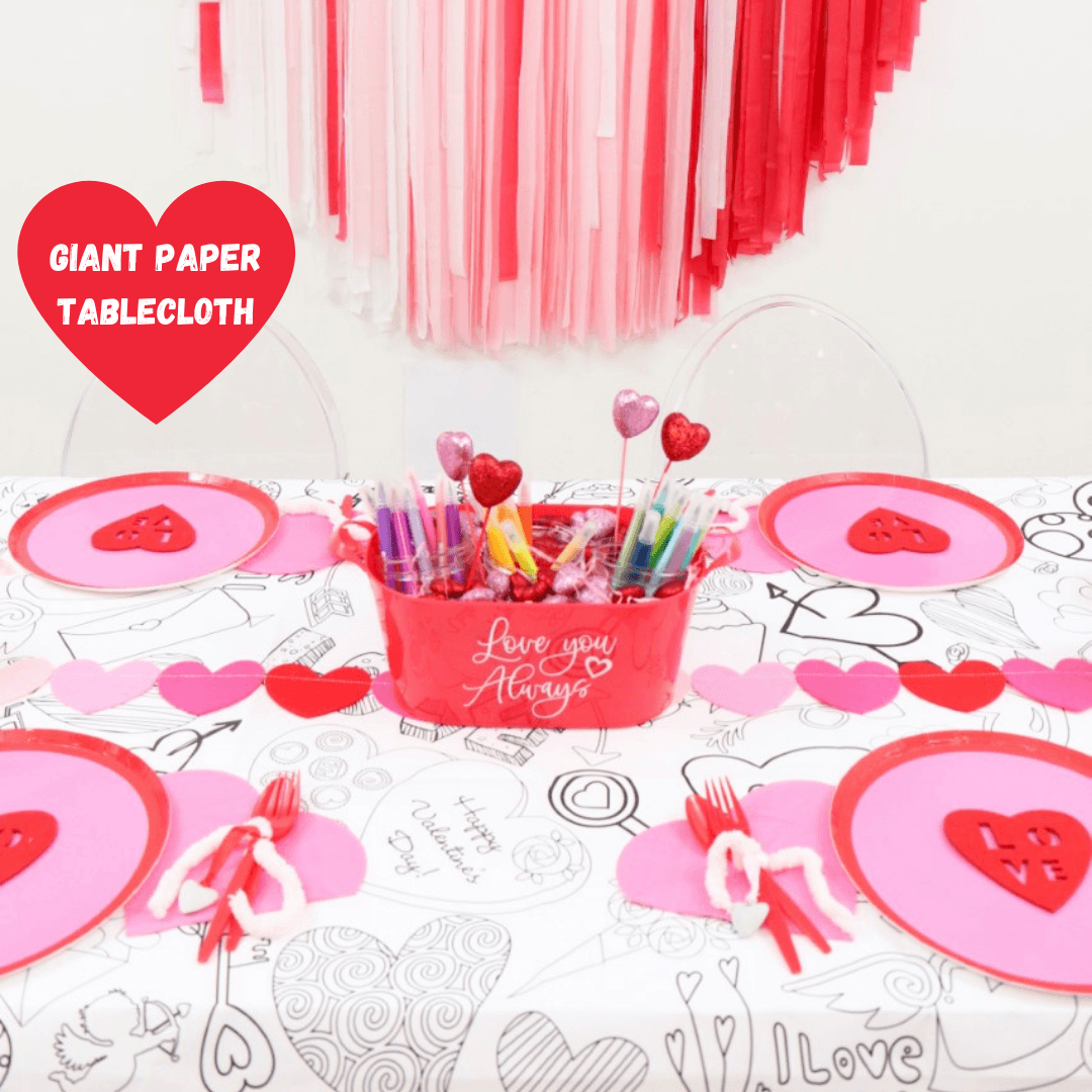 Valentines Coloring Activity Table Cover | Amazing Pinatas 