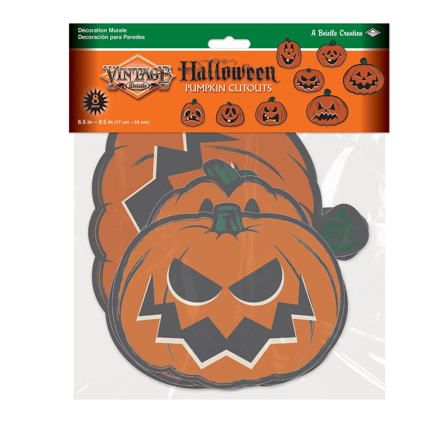 Vintage Halloween Pumpkin Cutouts (8 per Package) | Amazing Pinatas 