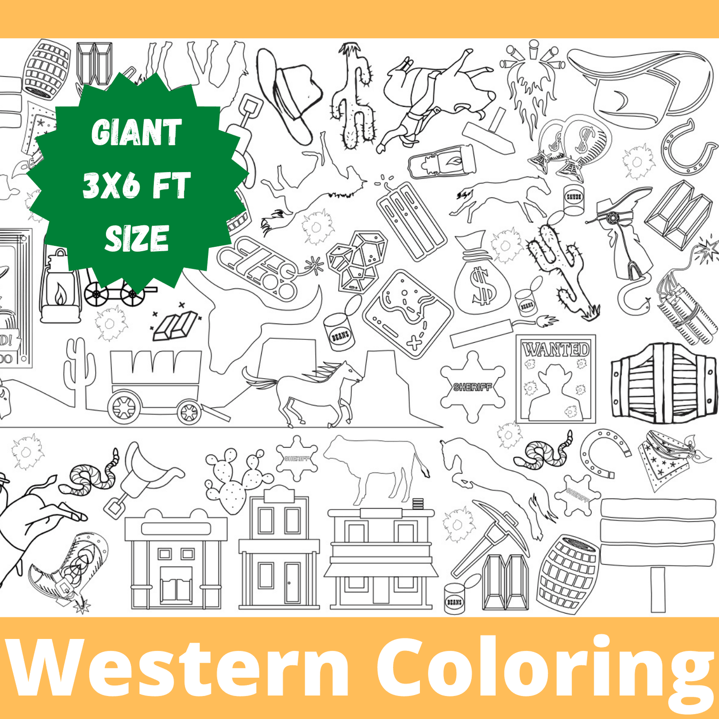 Western Themed Coloring Activity Table Cover | Amazing Pinatas 