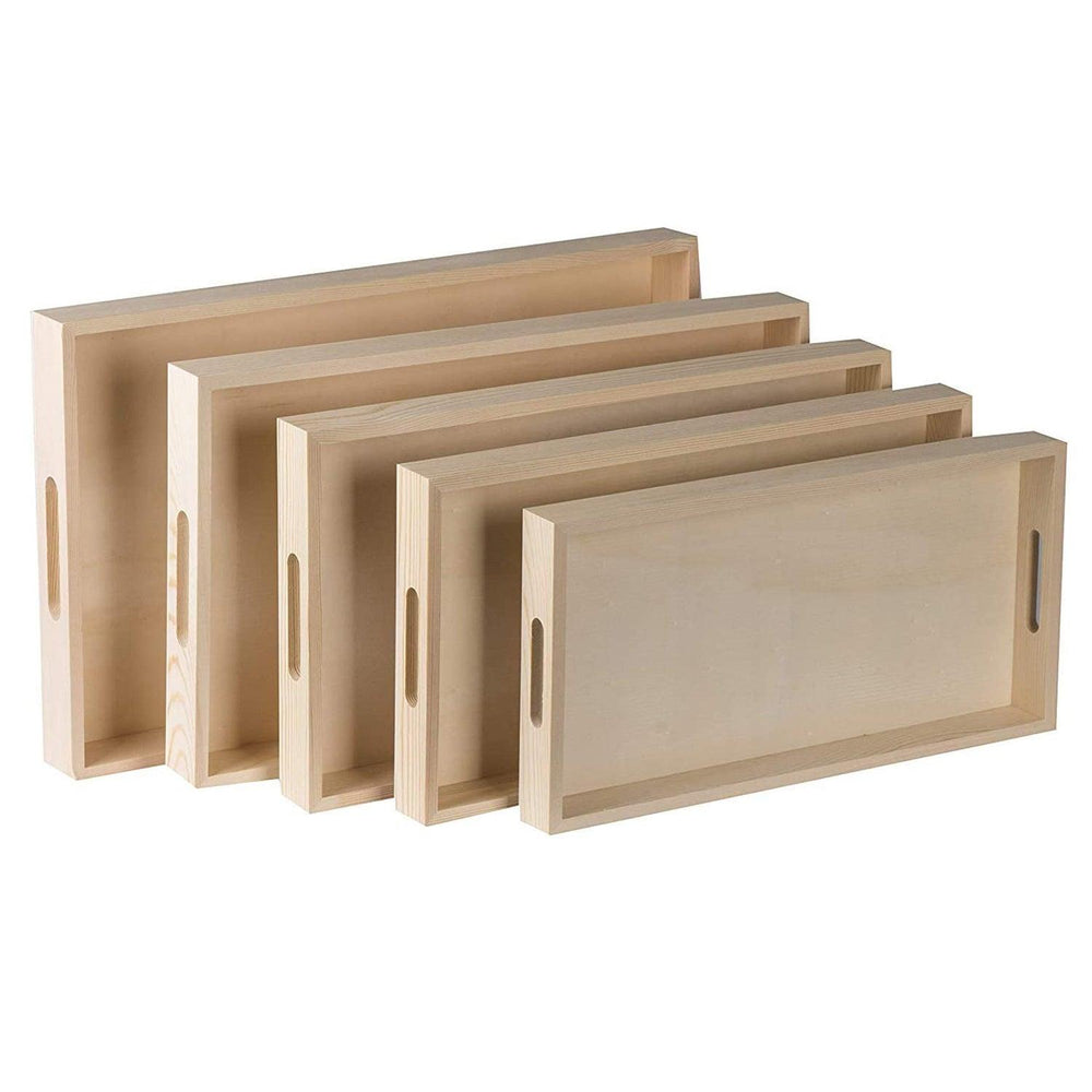 Wooden Nested Serving Trays 10 Piece Rectangular | Amazing Pinatas 