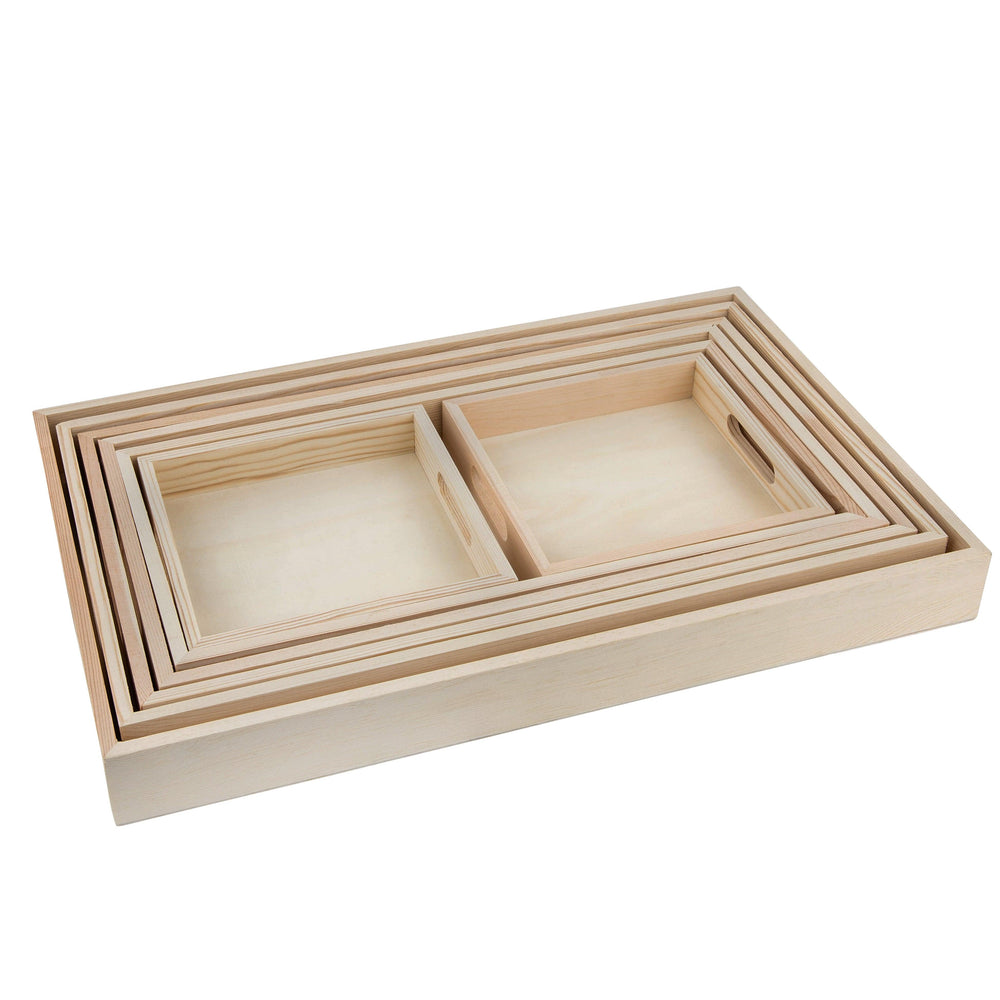 Wooden Nested Serving Trays 7 Pack Set Of Rectangle | Amazing Pinatas 