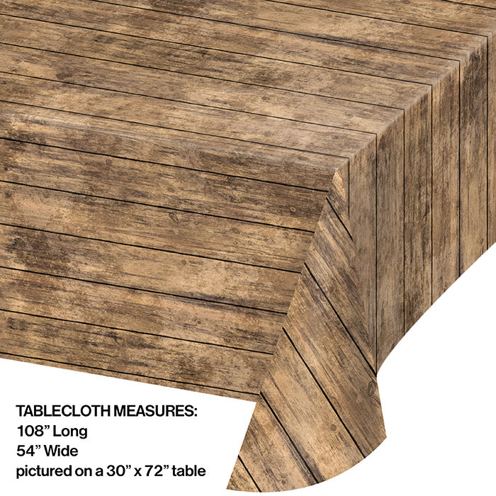 Wood Grain Plastic Table Cover, 54" X 108"