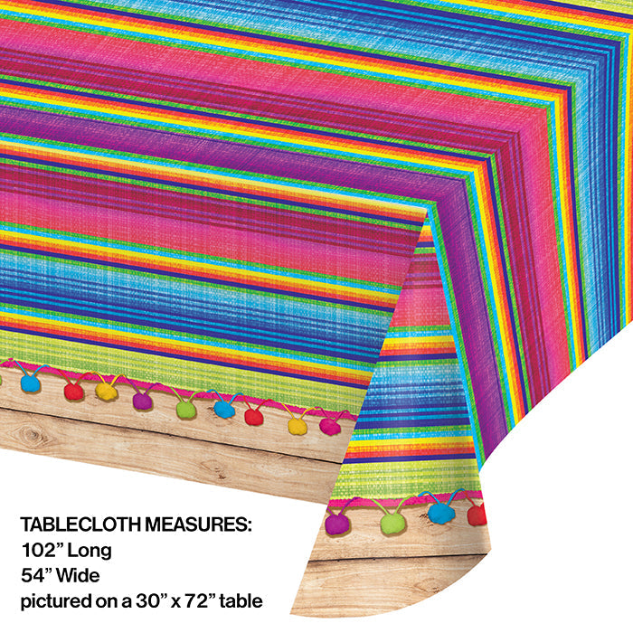 Serape Plastic Tablecover All Over Print, 54" X 102"