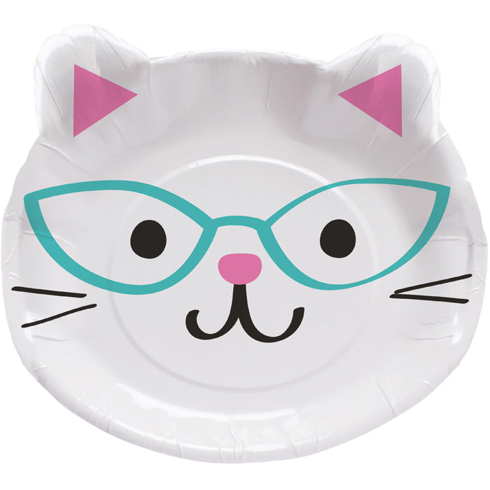 Purr-Fect Cat Party Shaped Plate 9" Assorted Kittens, 8 ct